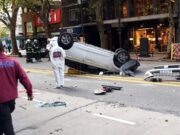 Accidente y vuelco con suerte en el barrio porteño de Palermo